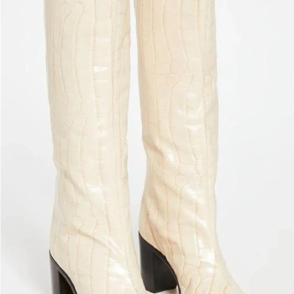 Schutz Maryana Eggshell Croc Knee-High Boots - Picture 2 of 10
